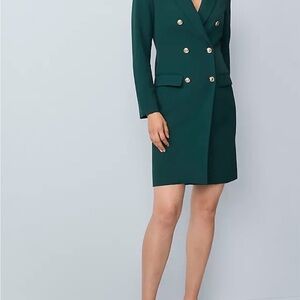 Elegant Green Double-Breasted Blazer Dress